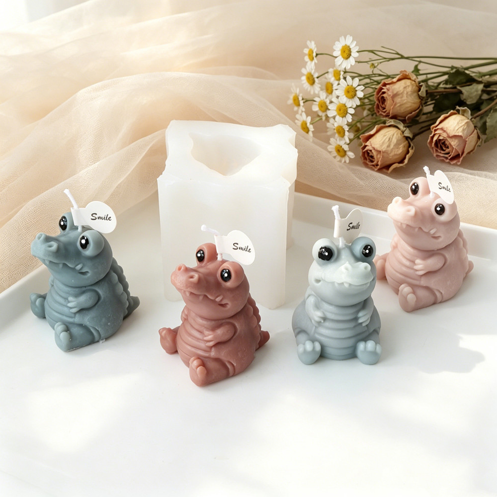 Soap Making Designs - Chibi Crocodile Silicone Candle Mold,Sitting Alligator