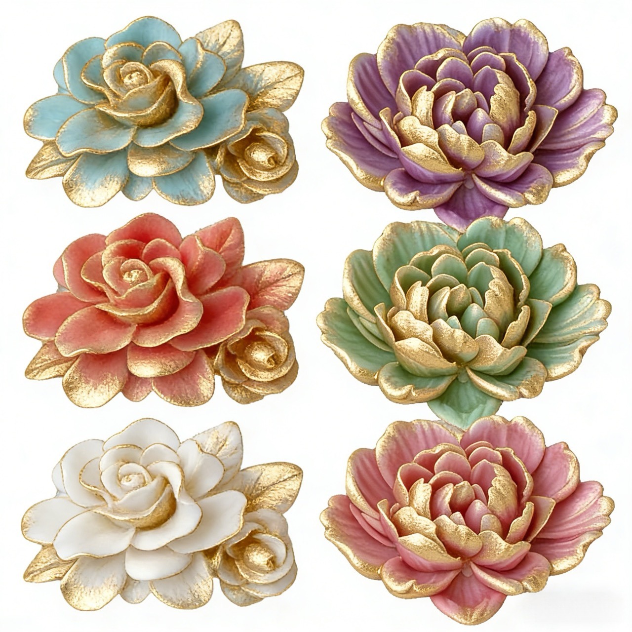 Soap Making Designs - 2-Piece 3D Heart-Shaped Gardenia Silicone Mold,