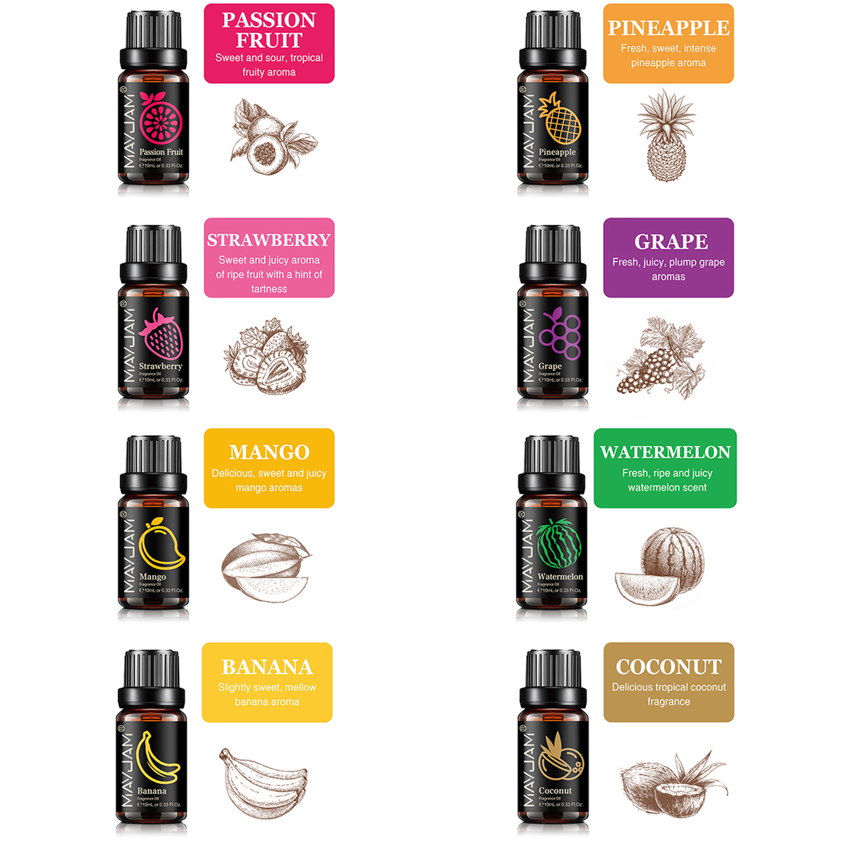 MAYJAM Fragrance Oils Set 8pcs - Soap Making Ingredients avis et prix